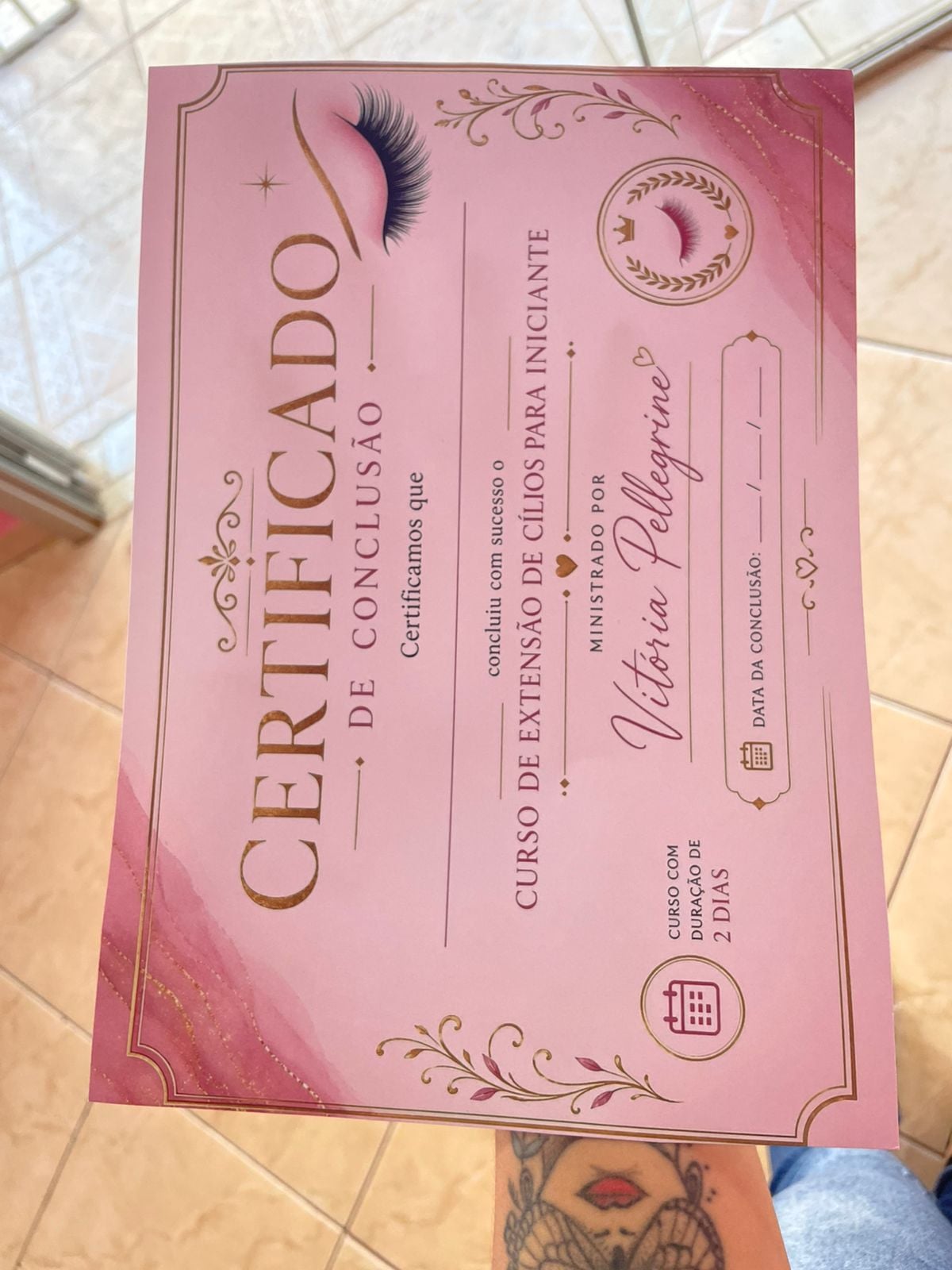 Detalhe de certificado de formação